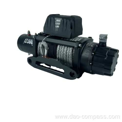 12V 12500lbs synthetic rope electric winch